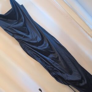 Chic Midnight Blue Draped Dress